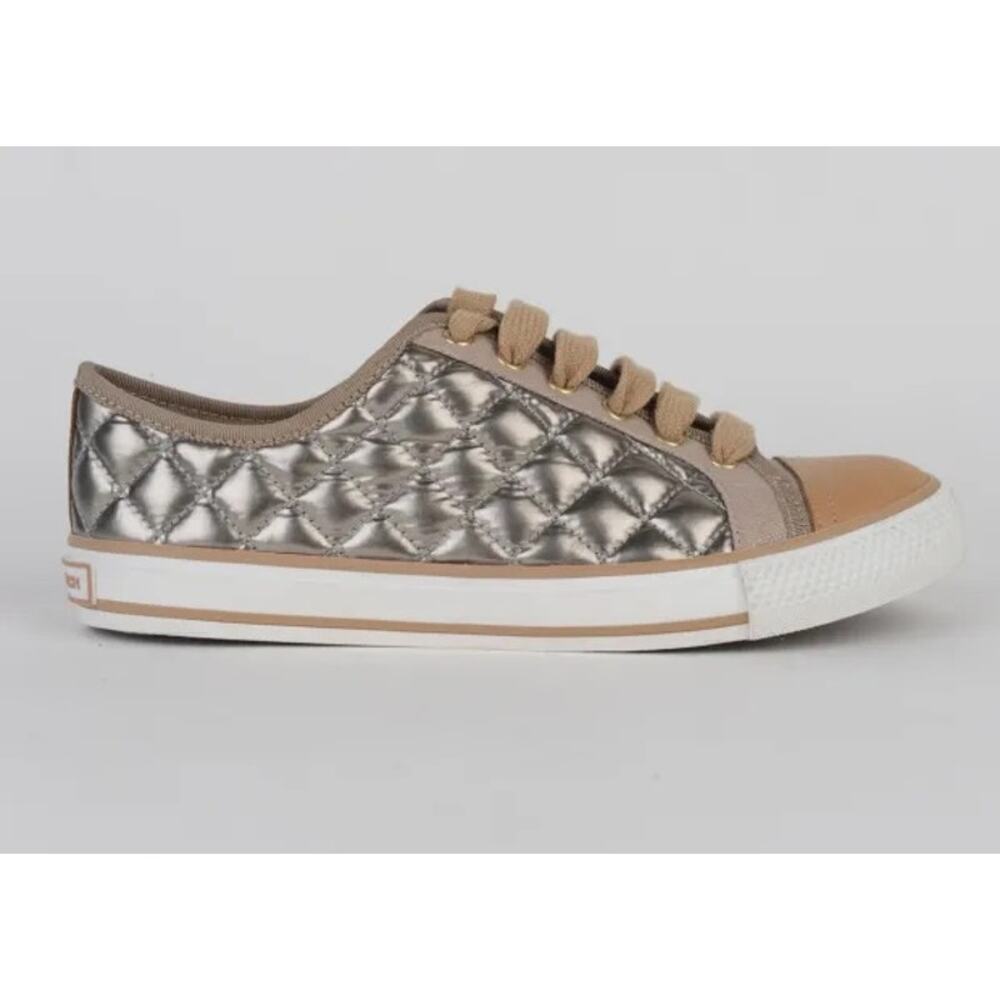 Tory Burch Caspe Quilted Gold Metallic Sneakers Size 9.5‎